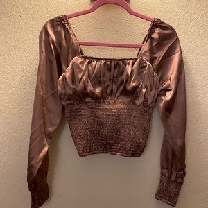 Silky Long Sleeve Blouse 🤎